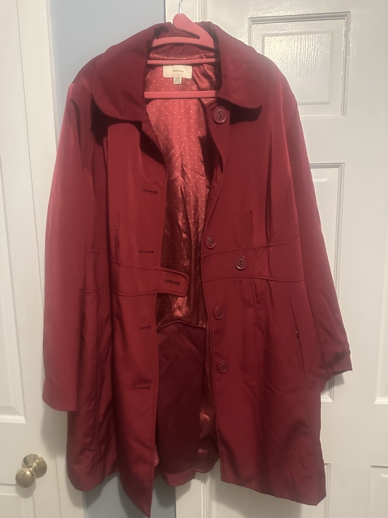 Merona Jackets & Blazers - Merona Deep Red Women's Trench Coat with Button Front